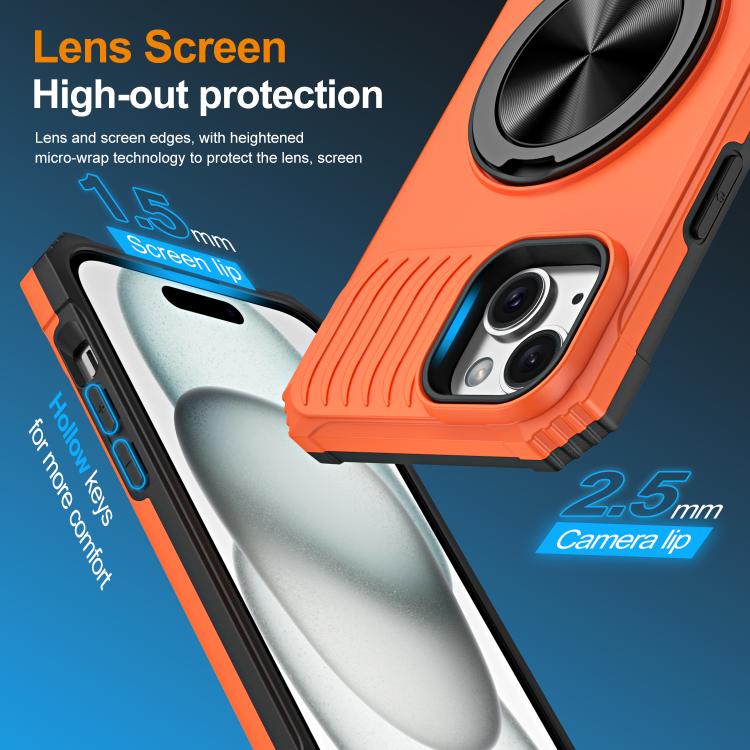 For iPhone 14 Plus Alloy Rotating Holder MagSafe Shockproof Phone Case