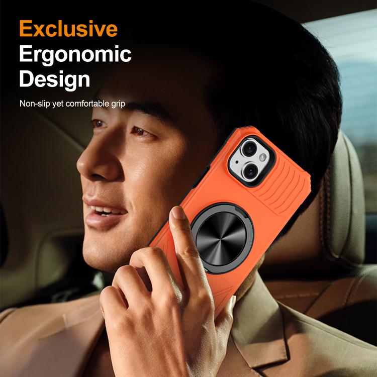 For iPhone 14 Plus Alloy Rotating Holder MagSafe Shockproof Phone Case