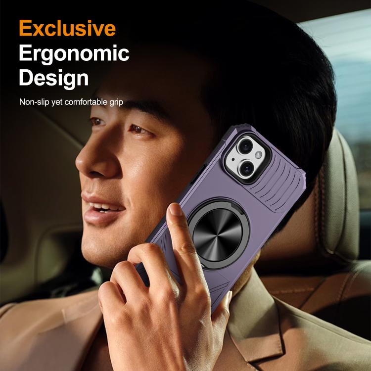 For iPhone 14 Plus Alloy Rotating Holder MagSafe Shockproof Phone Case