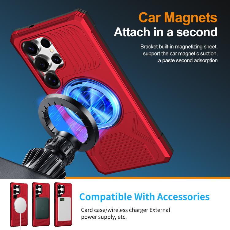 For Samsung Galaxy S24 Ultra 5G Alloy Rotating Holder MagSafe Shockproof Phone Case