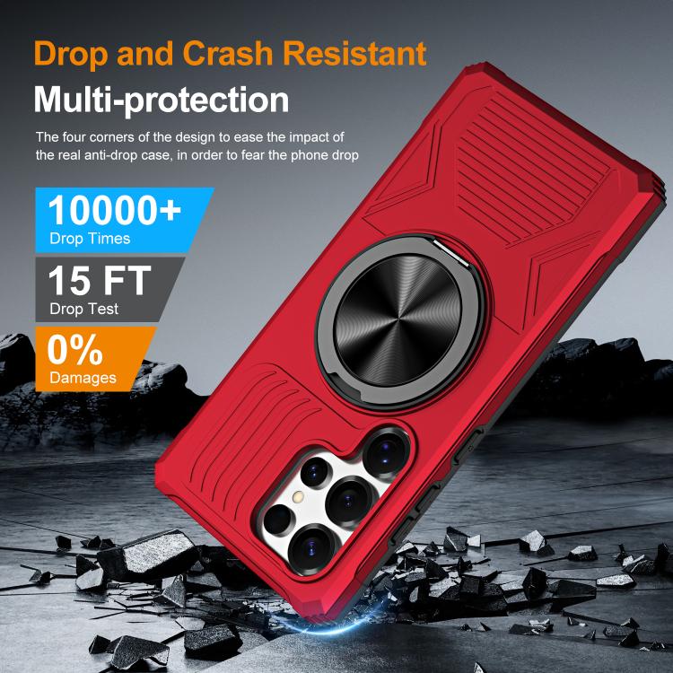 For Samsung Galaxy S24 Ultra 5G Alloy Rotating Holder MagSafe Shockproof Phone Case