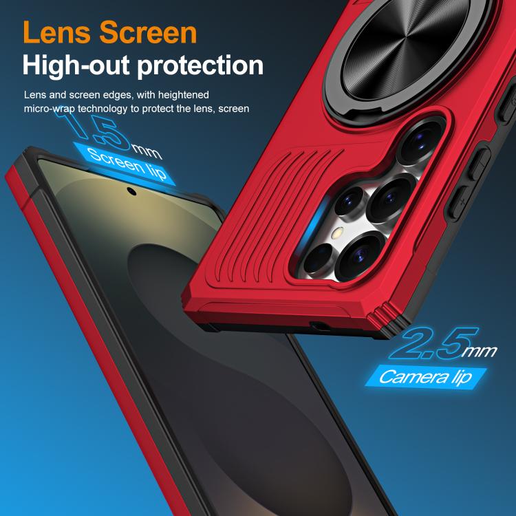 For Samsung Galaxy S24 Ultra 5G Alloy Rotating Holder MagSafe Shockproof Phone Case