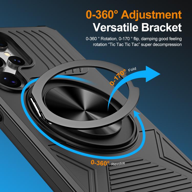 For Samsung Galaxy S24 Ultra 5G Alloy Rotating Holder MagSafe Shockproof Phone Case