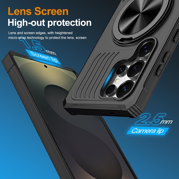For Samsung Galaxy S24 Ultra 5G Alloy Rotating Holder MagSafe Shockproof Phone Case
