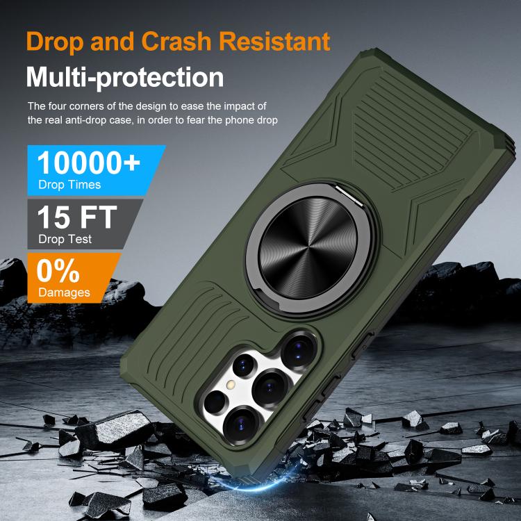 For Samsung Galaxy S24 Ultra 5G Alloy Rotating Holder MagSafe Shockproof Phone Case