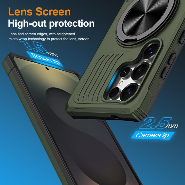 For Samsung Galaxy S24 Ultra 5G Alloy Rotating Holder MagSafe Shockproof Phone Case