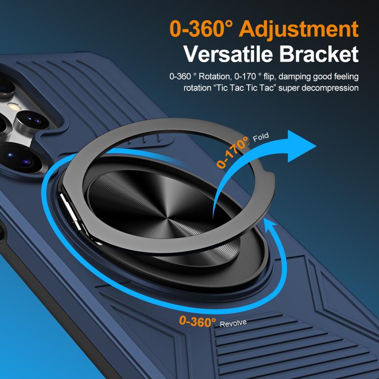 For Samsung Galaxy S24 Ultra 5G Alloy Rotating Holder MagSafe Shockproof Phone Case