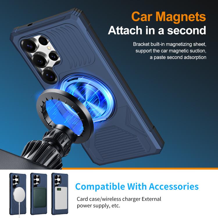 For Samsung Galaxy S24 Ultra 5G Alloy Rotating Holder MagSafe Shockproof Phone Case