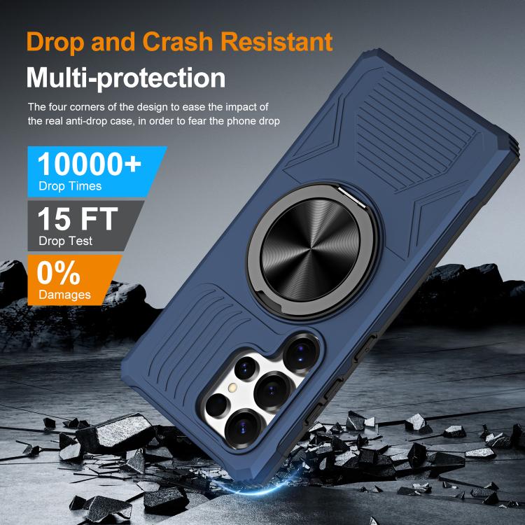 For Samsung Galaxy S24 Ultra 5G Alloy Rotating Holder MagSafe Shockproof Phone Case