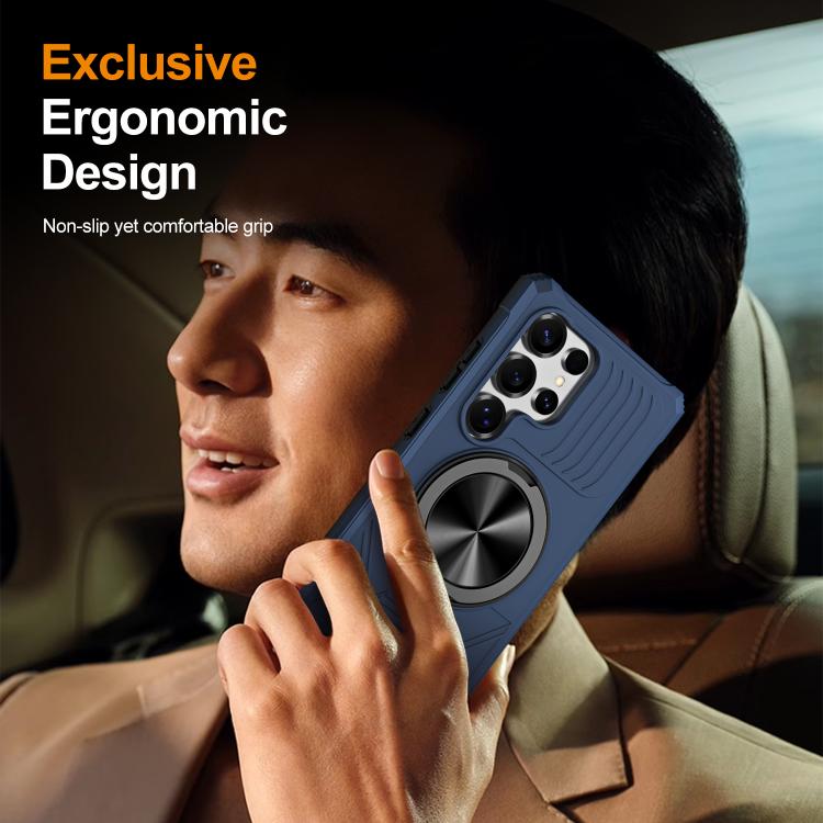 For Samsung Galaxy S24 Ultra 5G Alloy Rotating Holder MagSafe Shockproof Phone Case