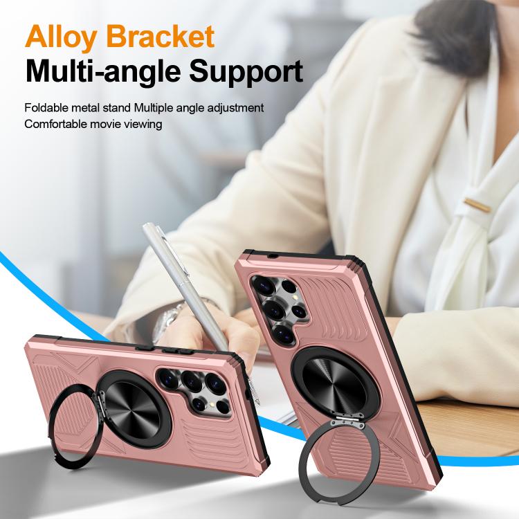 For Samsung Galaxy S24 Ultra 5G Alloy Rotating Holder MagSafe Shockproof Phone Case