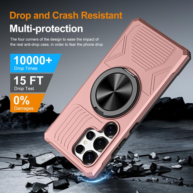 For Samsung Galaxy S24 Ultra 5G Alloy Rotating Holder MagSafe Shockproof Phone Case