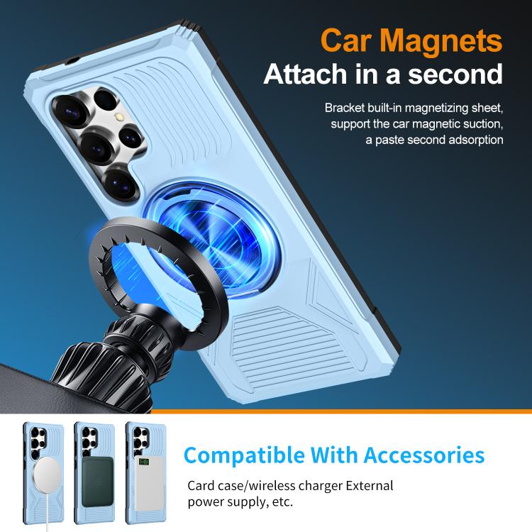 For Samsung Galaxy S24 Ultra 5G Alloy Rotating Holder MagSafe Shockproof Phone Case