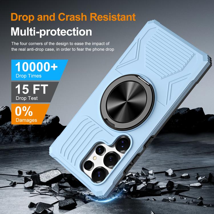 For Samsung Galaxy S24 Ultra 5G Alloy Rotating Holder MagSafe Shockproof Phone Case