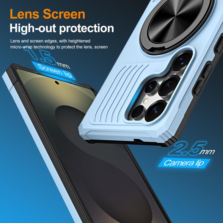 For Samsung Galaxy S24 Ultra 5G Alloy Rotating Holder MagSafe Shockproof Phone Case