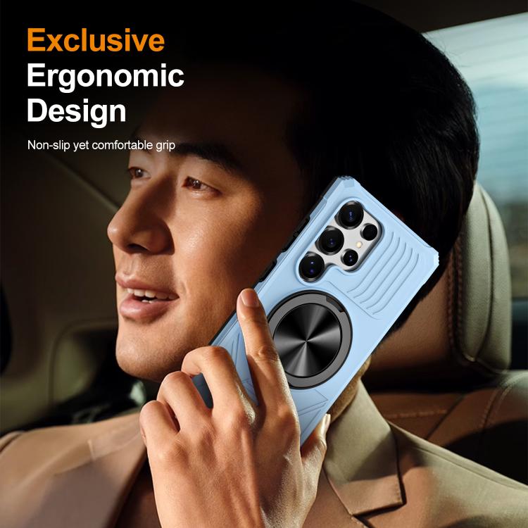 For Samsung Galaxy S24 Ultra 5G Alloy Rotating Holder MagSafe Shockproof Phone Case