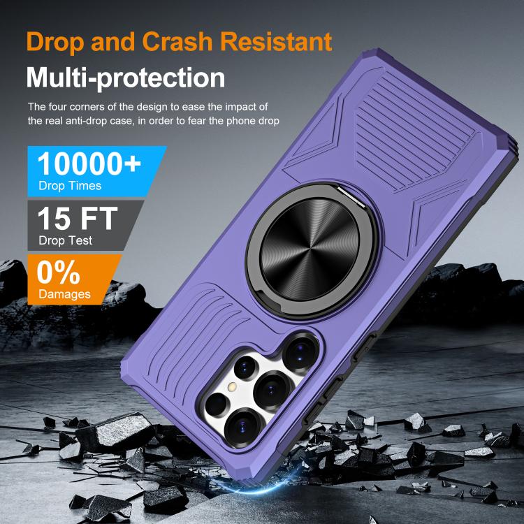 For Samsung Galaxy S24 Ultra 5G Alloy Rotating Holder MagSafe Shockproof Phone Case