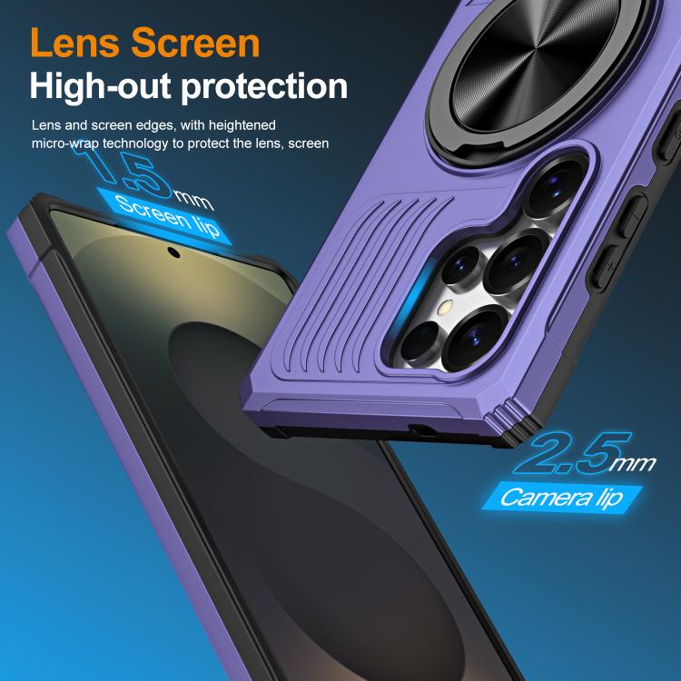 For Samsung Galaxy S24 Ultra 5G Alloy Rotating Holder MagSafe Shockproof Phone Case