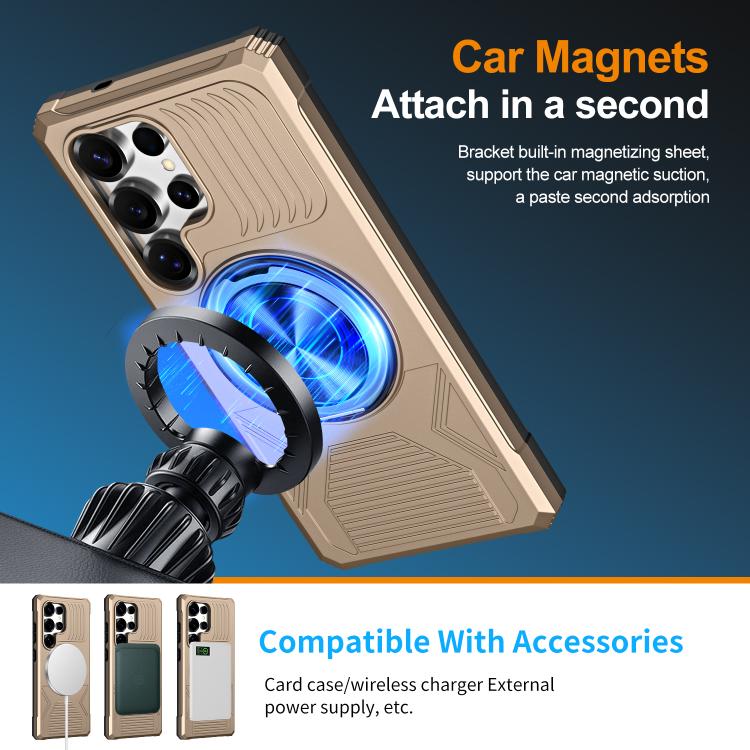 For Samsung Galaxy S24 Ultra 5G Alloy Rotating Holder MagSafe Shockproof Phone Case