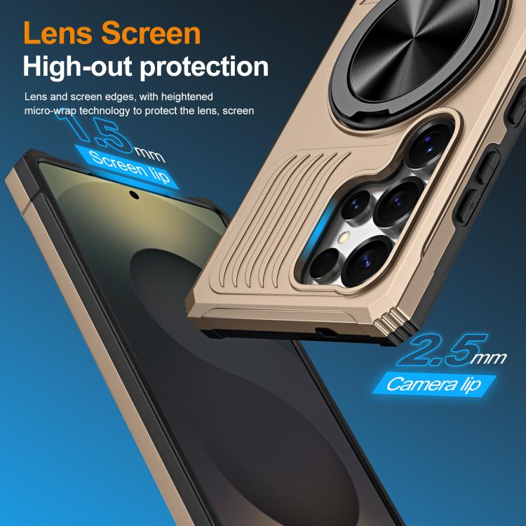 For Samsung Galaxy S24 Ultra 5G Alloy Rotating Holder MagSafe Shockproof Phone Case