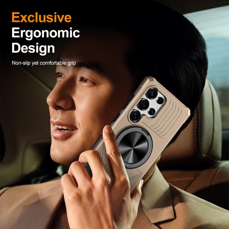 For Samsung Galaxy S24 Ultra 5G Alloy Rotating Holder MagSafe Shockproof Phone Case