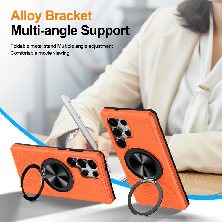 For Samsung Galaxy S24 Ultra 5G Alloy Rotating Holder MagSafe Shockproof Phone Case