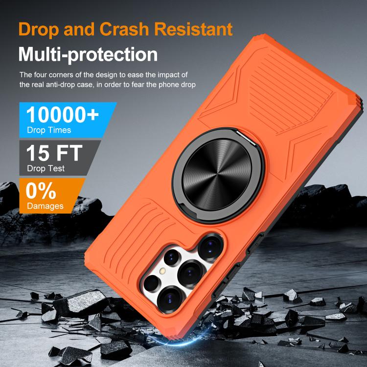 For Samsung Galaxy S24 Ultra 5G Alloy Rotating Holder MagSafe Shockproof Phone Case