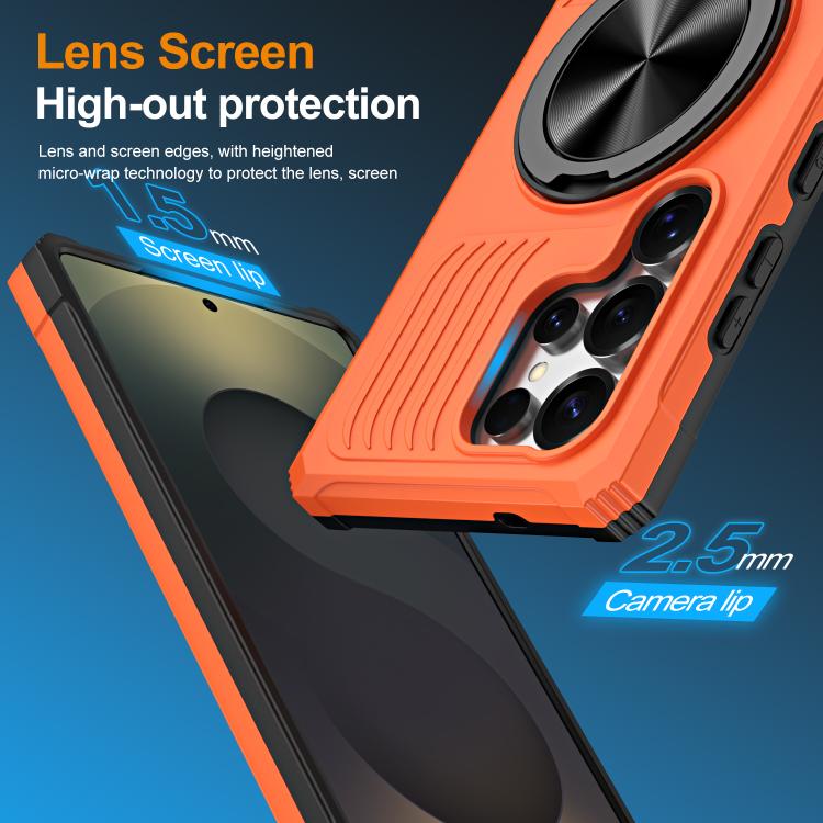 For Samsung Galaxy S24 Ultra 5G Alloy Rotating Holder MagSafe Shockproof Phone Case