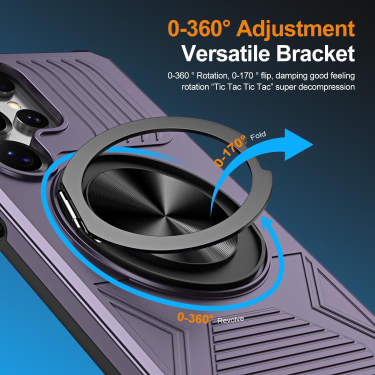 For Samsung Galaxy S24 Ultra 5G Alloy Rotating Holder MagSafe Shockproof Phone Case