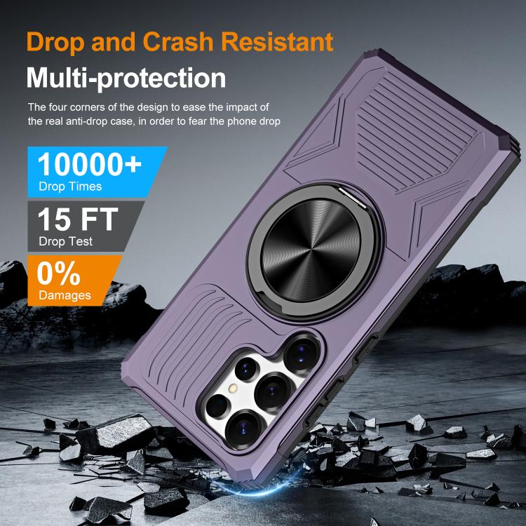 For Samsung Galaxy S24 Ultra 5G Alloy Rotating Holder MagSafe Shockproof Phone Case