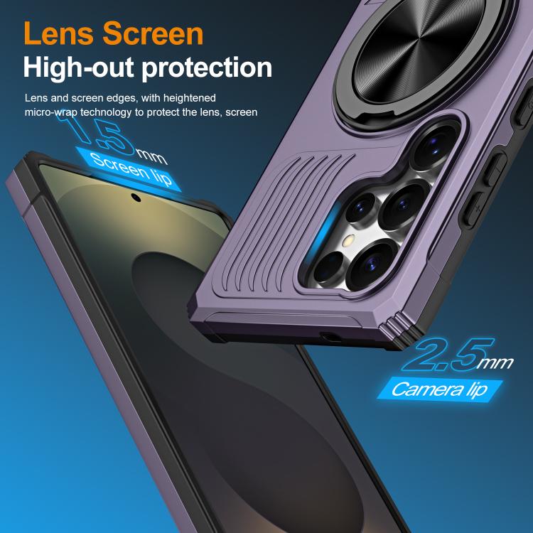 For Samsung Galaxy S24 Ultra 5G Alloy Rotating Holder MagSafe Shockproof Phone Case