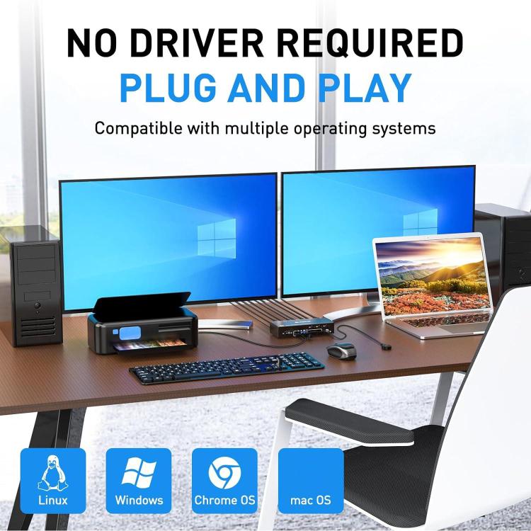 KCEVE KC-KVM302DP USB 3.0 Dual Monitor 8K 30Hz KVM Switch, Plug Type:AU Plug
