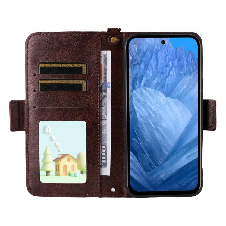 For Google Pixel 8a Multi-card Slots Crossbody Cowhide Leather Phone Case