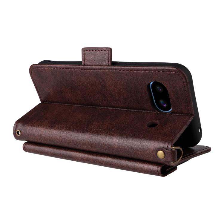 For Google Pixel 8a Multi-card Slots Crossbody Cowhide Leather Phone Case