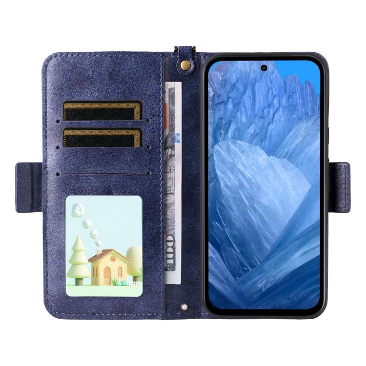 For Google Pixel 8a Multi-card Slots Crossbody Cowhide Leather Phone Case