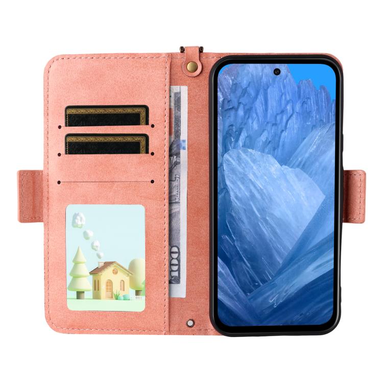 For Google Pixel 8a Multi-card Slots Crossbody Cowhide Leather Phone Case