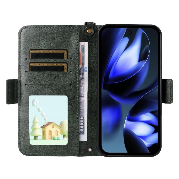 For Google Pixel 9a Multi-card Slots Crossbody Cowhide Leather Phone Case