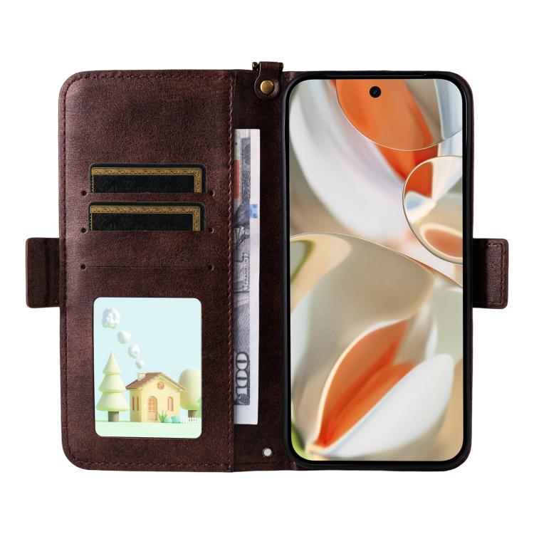 For Google Pixel 10 Pro / 10 / 9 Pro / 9 Multi-card Slots Crossbody Cowhide Leather Phone Case