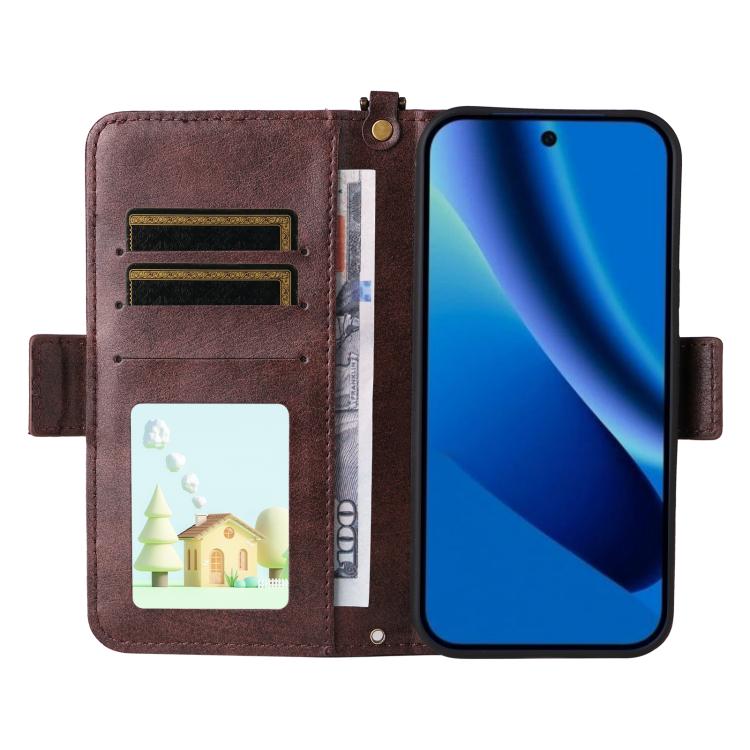 For Google Pixel 10a Multi-card Slots Crossbody Cowhide Leather Phone Case