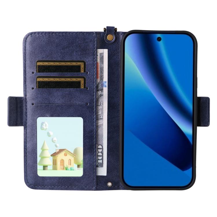 For Google Pixel 10a Multi-card Slots Crossbody Cowhide Leather Phone Case