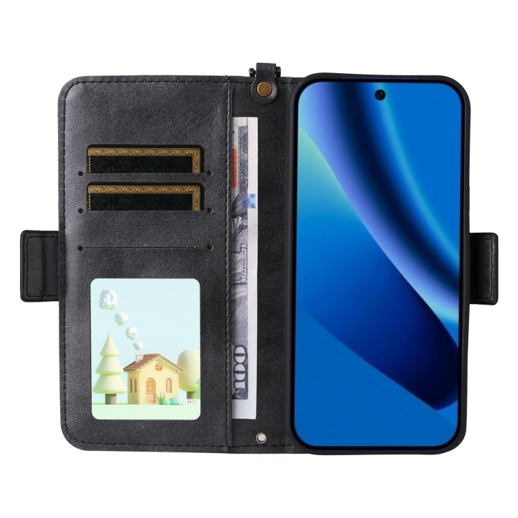 For Google Pixel 10a Multi-card Slots Crossbody Cowhide Leather Phone Case
