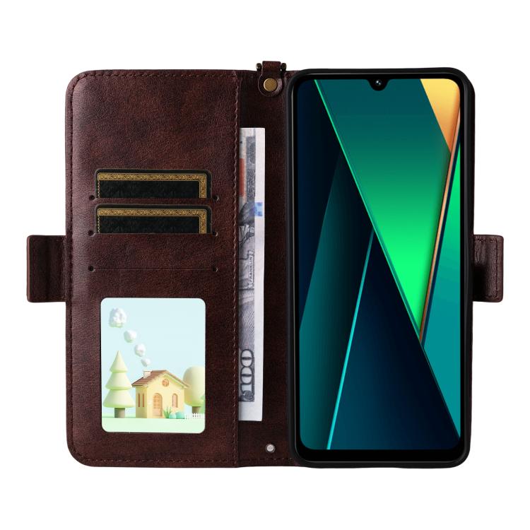 For Redmi 14C 5G / 4G / A4 5G Multi-card Slots Crossbody Cowhide Leather Phone Case