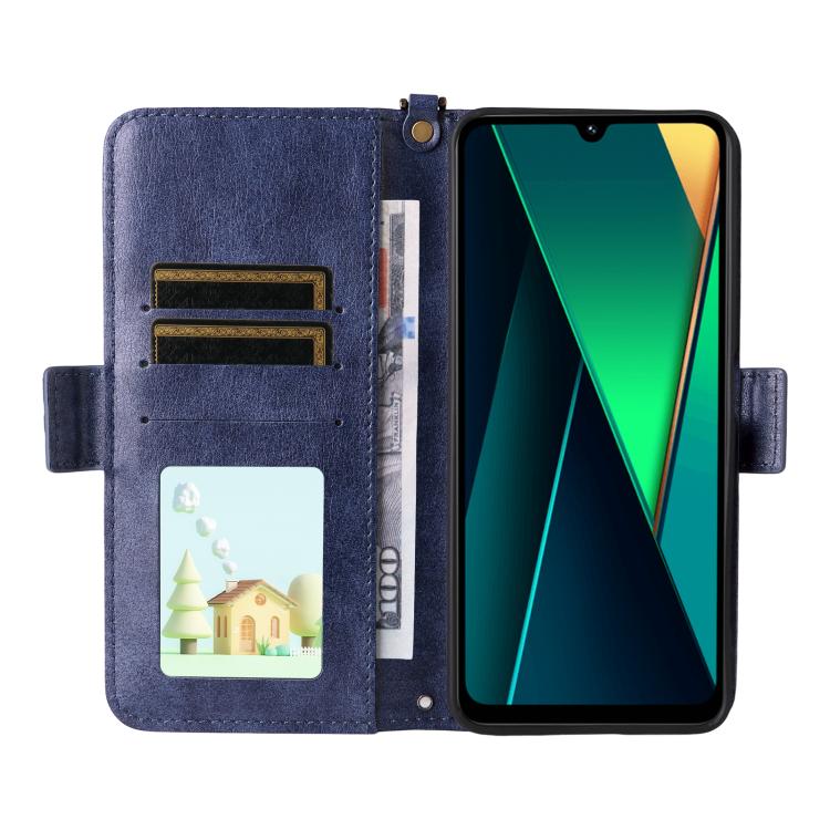 For Redmi 14C 5G / 4G / A4 5G Multi-card Slots Crossbody Cowhide Leather Phone Case