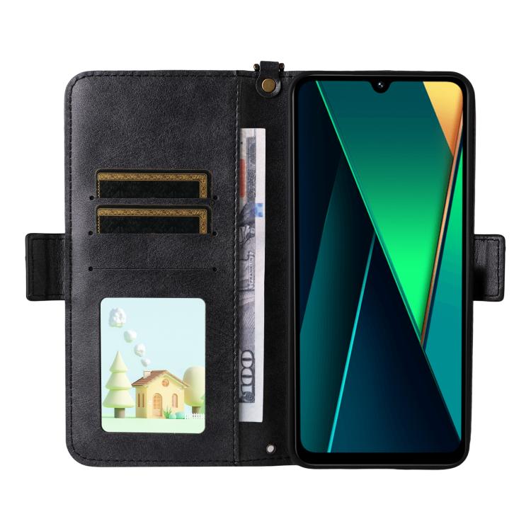 For Redmi 14C 5G / 4G / A4 5G Multi-card Slots Crossbody Cowhide Leather Phone Case
