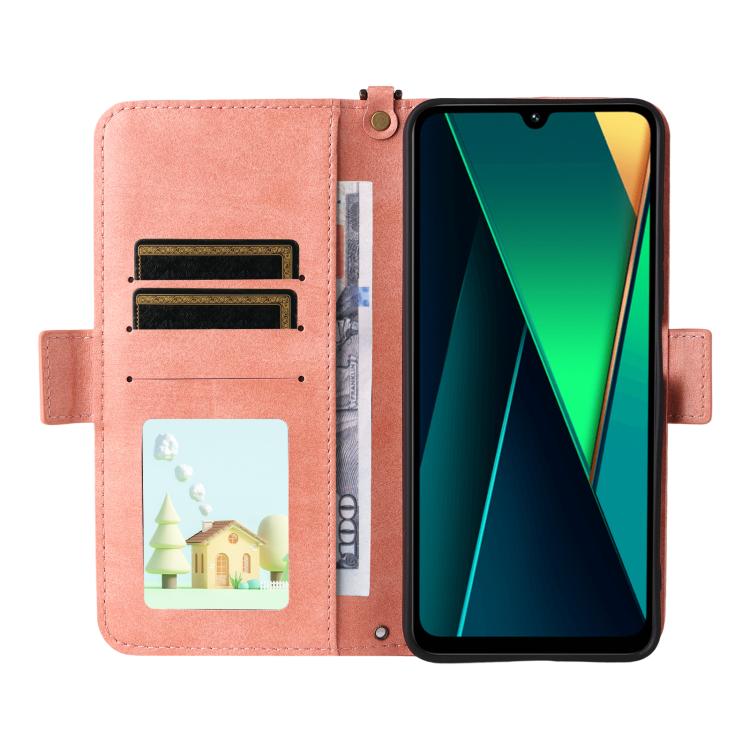 For Redmi 14C 5G / 4G / A4 5G Multi-card Slots Crossbody Cowhide Leather Phone Case