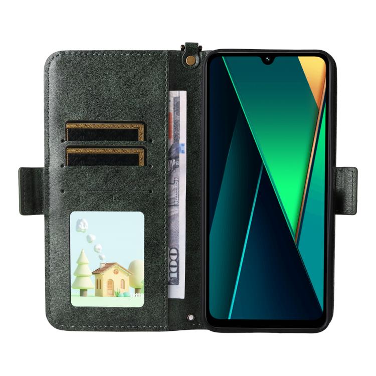 For Redmi 14C 5G / 4G / A4 5G Multi-card Slots Crossbody Cowhide Leather Phone Case
