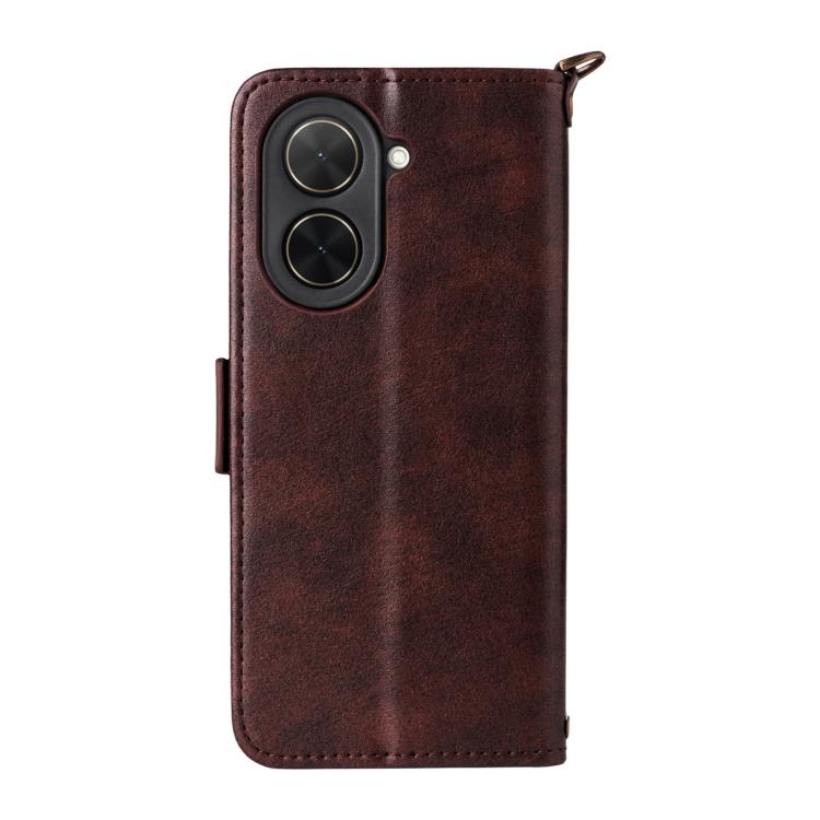 For Xiaomi Poco C71 / Redmi A5 4G 171.7mm Multi-card Slots Crossbody Cowhide Leather Phone Case
