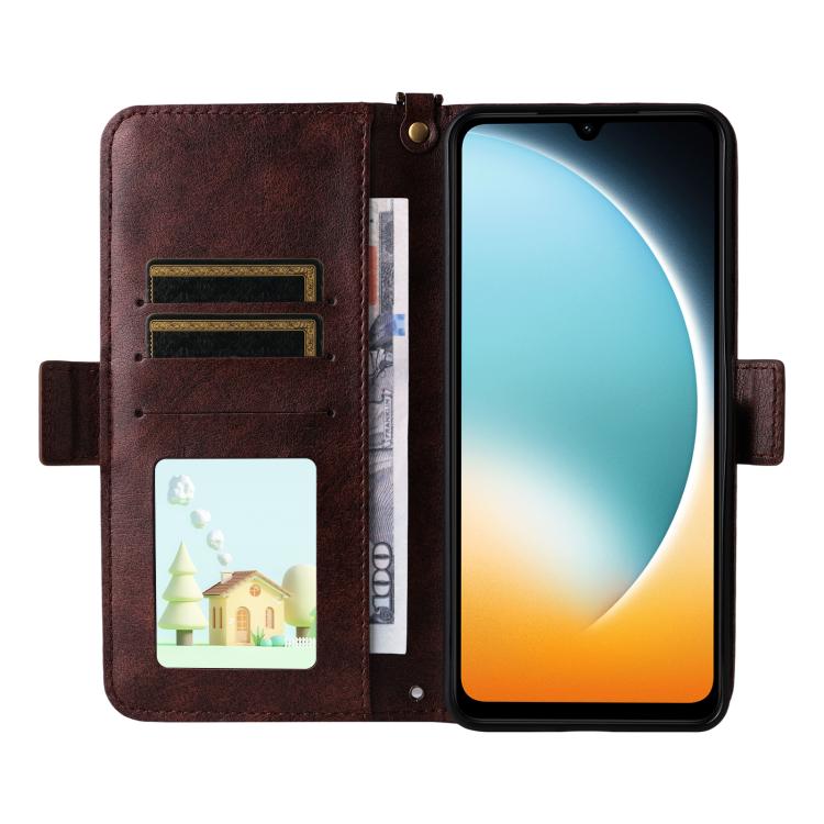 For Xiaomi Poco C71 / Redmi A5 4G 171.7mm Multi-card Slots Crossbody Cowhide Leather Phone Case