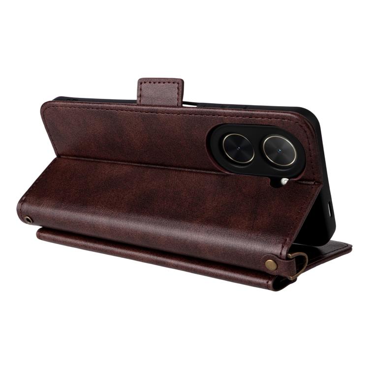 For Xiaomi Poco C71 / Redmi A5 4G 171.7mm Multi-card Slots Crossbody Cowhide Leather Phone Case