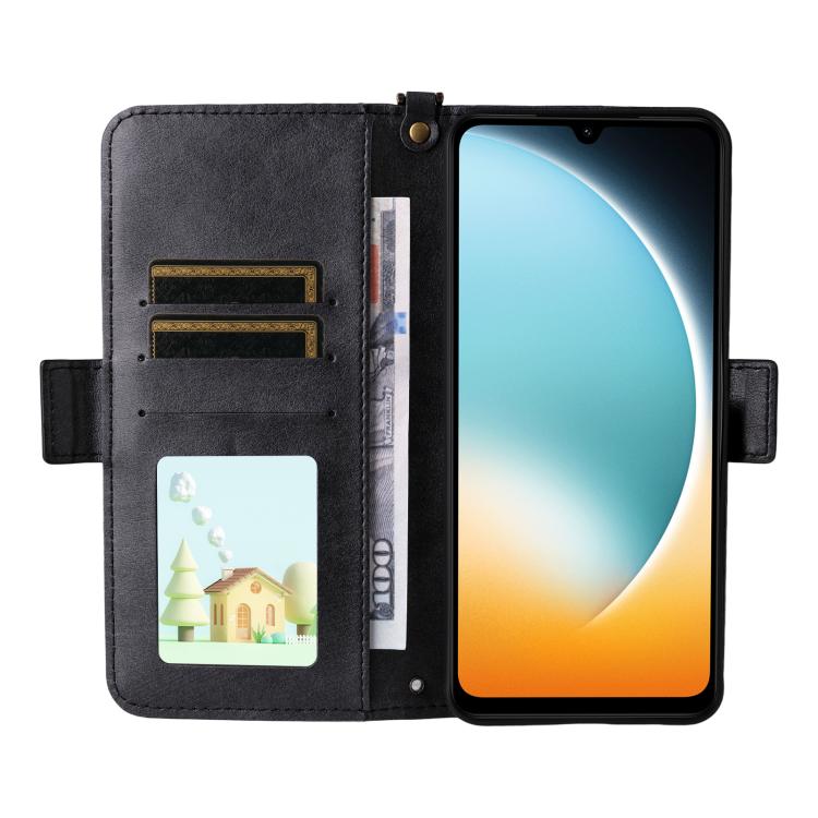For Xiaomi Poco C71 / Redmi A5 4G 171.7mm Multi-card Slots Crossbody Cowhide Leather Phone Case